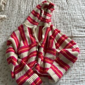 Striped hooded cardigan